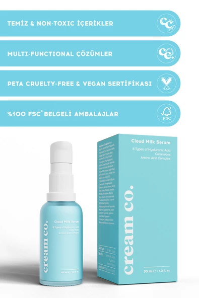 Cream Co. Yatıştırıcı Onarıcı Nemlendirici Bariyer Güçlendirici Hassas Cilt Cloud Milk Serum 30 Ml - 4