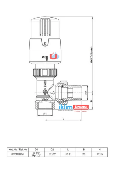 ECA Termostatik Köşe Vana 1/2 - 4