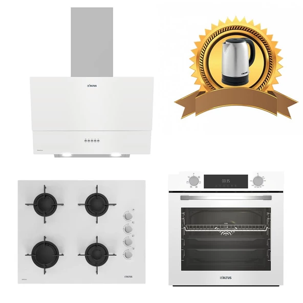 Altus Beyaz Cam Ankastre Set Ala 535 Hw- 159 GWH - 322 W Turbo - Resim 4