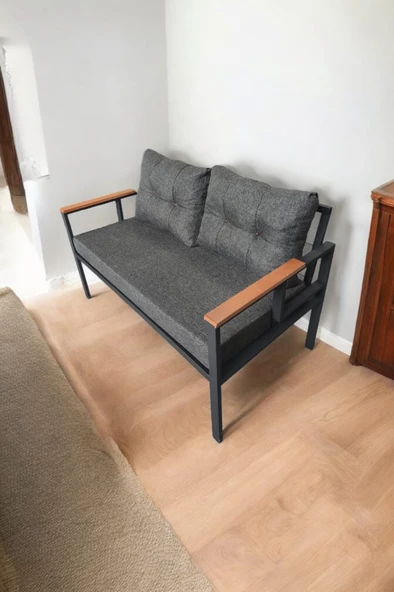 Pimango Pielize Tekli Bahçe Mobilyası,balkon Mobilyası 2'li 60x120cm Antrasit