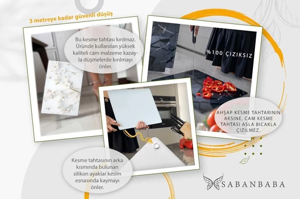 20x30 cm Cam Kesme Tahtası Yapay Güller - Resim 5