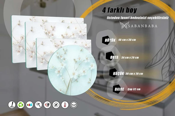 20x30 cm Cam Kesme Tahtası Yapay Güller - Resim 4