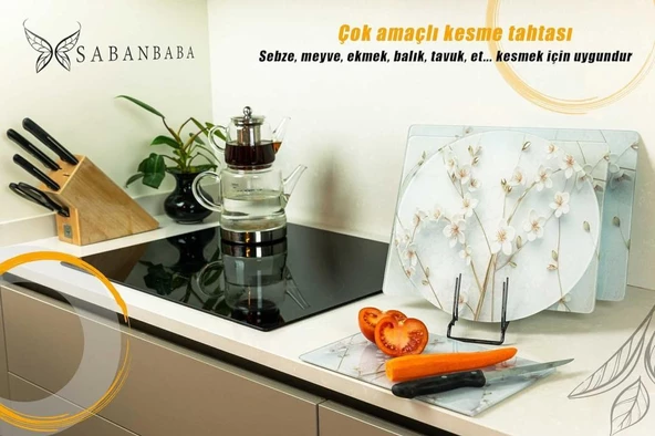 20x30 cm Cam Kesme Tahtası Yapay Güller - Resim 3