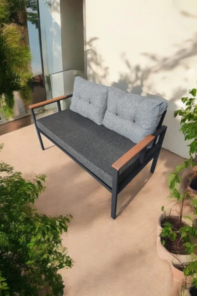 Pielize Tekli Bahçe Mobilyası,balkon Mobilyası 2'li 60x120cm Antrasit ve Gri