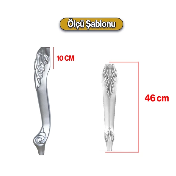 Zade Plastik Sehpa Ayağı 46 cm Gümüş Gri Renk 1 Adet Mobilya Zigon Çay Orta Sehpası Ayak Bağlantı - 2