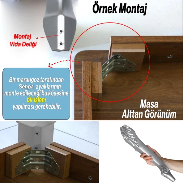 Zade Plastik Sehpa Ayağı 46 cm Gümüş Gri Renk 1 Adet Mobilya Zigon Çay Orta Sehpası Ayak Bağlantı - 3