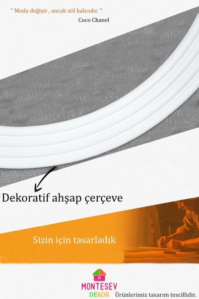 MONTESEV  Zümrüt Beyaz Dekoratif Ayna Yuvarlak Ayna Işlemeli Ahşap Duvar Aynası Ikili / 56 - 43 Cm - 6