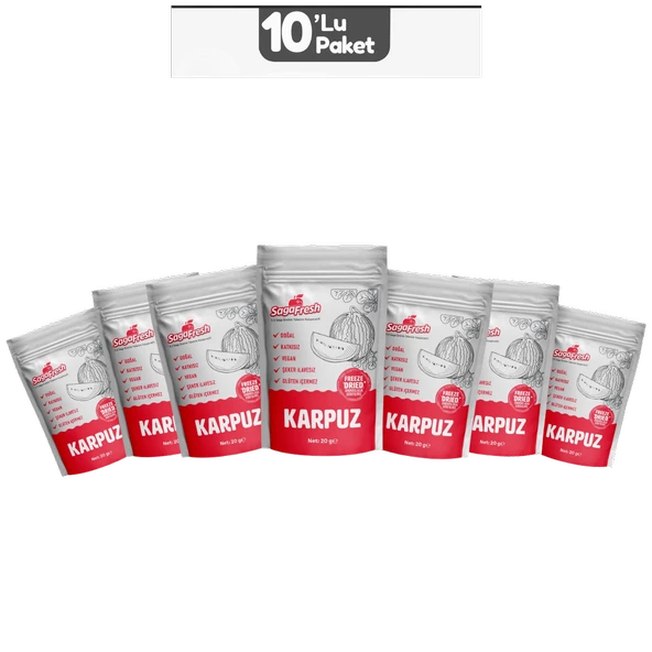 10'lu Dondurularak Kurutulmuş Karpuz Dilimleri (10X20G)