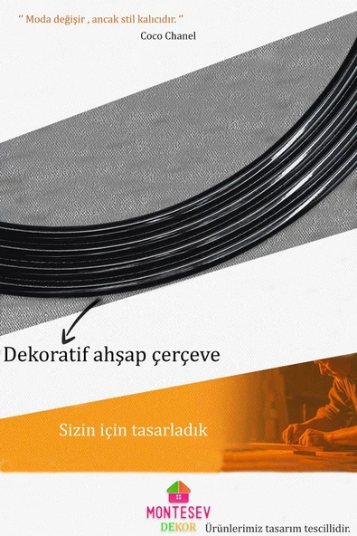 MONTESEV  Zümrüt Siyah Dekoratif Ayna Yuvarlak Ayna Işlemeli Ahşap Duvar Aynası Tekli - 69 Cm - 6
