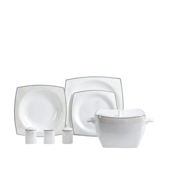 Korkmaz Bone Collection 60 Parça Kare Yemek Takımı A8464