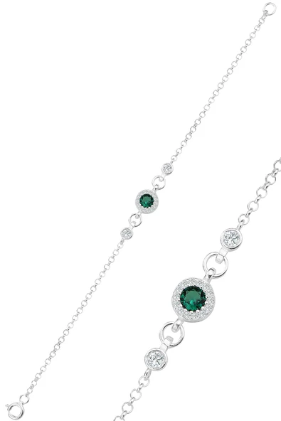 Gümüş kök zümrüt ve zirkon taşlı bileklik SGTL12321YESIL ürün görseli