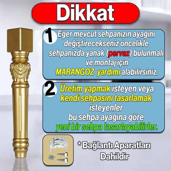 Star Plastik Sehpa Ayağı 44 cm Altın Renk Orta Ayak Zigon Sehpa Mobilya Masa Ayakları 1 Adet Gold - 2
