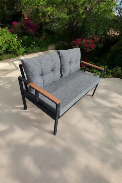 Pimango Pielize Tekli Bahçe Mobilyası,balkon Mobilyası 2'li 60x120cm Gri - 3