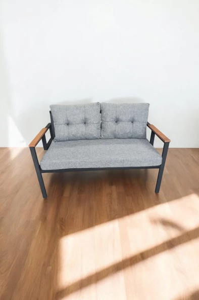 Pimango Pielize Tekli Bahçe Mobilyası,balkon Mobilyası 2'li 60x120cm Gri - 2