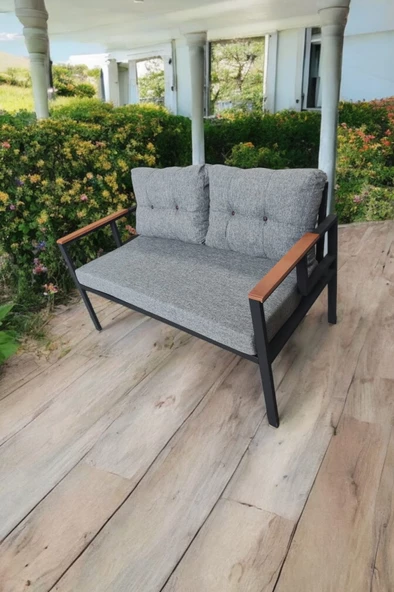 Pimango Pielize Tekli Bahçe Mobilyası,balkon Mobilyası 2'li 60x120cm Gri