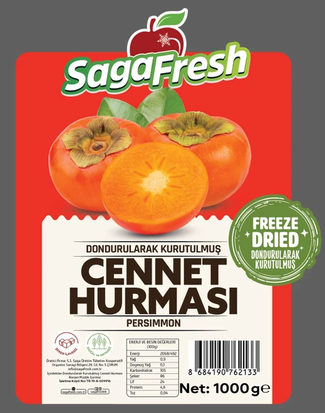 SagaFresh Dondurularak Kurutulmuş Cennet Hurması Dilimleri 1000g