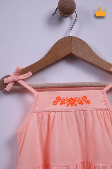 Babyhola Kız Bebek Çocuk Nakış İşlemeli İp Askılı Elbise 9340 - 2