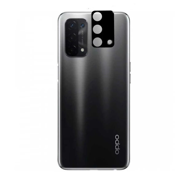 Oppo A74 4G Kamera Lens Koruyucu Siyah Çerçeveli Korunaklı (3D K.C)