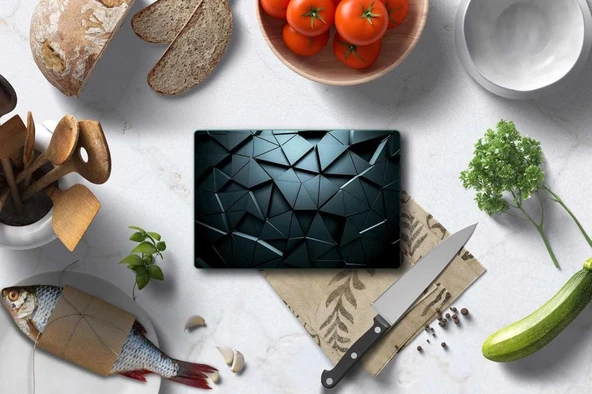 CAM KESME TAHTASI SİYAH ÜÇGENLER 29X34 CM - Resim 2