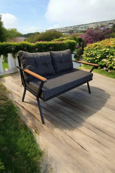 Pilocca Tekli Bahçe Mobilyası,balkon Mobilyası 2'li 60x120cm Antrasit - 3