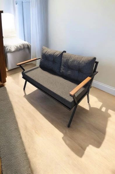Pilocca Tekli Bahçe Mobilyası,balkon Mobilyası 2'li 60x120cm Antrasit