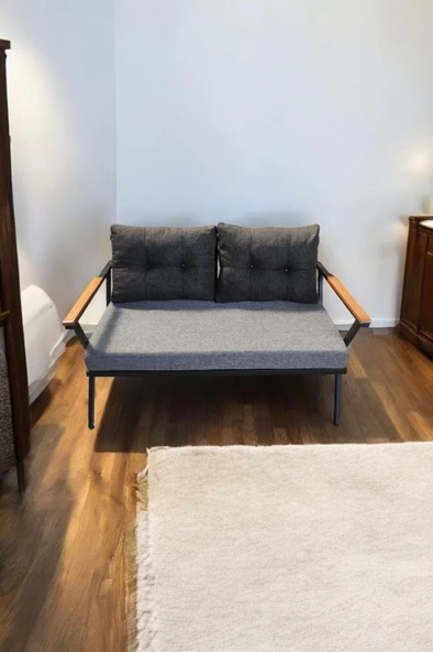 Pilocca Tekli Bahçe Mobilyası,balkon Mobilyası 2'li 60x120cm Gri ve Antrasit - 2