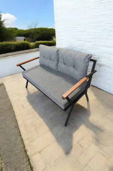Pilocca Tekli Bahçe Mobilyası,balkon Mobilyası 2'li 60x120cm Gri