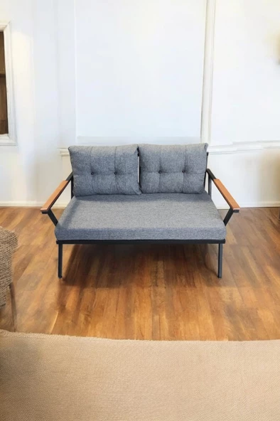 Pilocca Tekli Bahçe Mobilyası,balkon Mobilyası 2'li 60x120cm Gri - 2