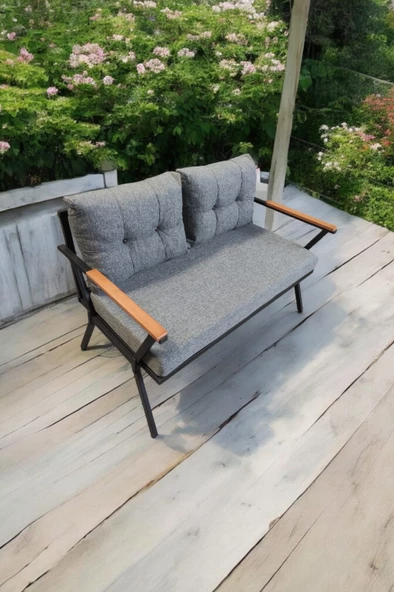 Pilocca Tekli Bahçe Mobilyası,balkon Mobilyası 2'li 60x120cm Gri - 3