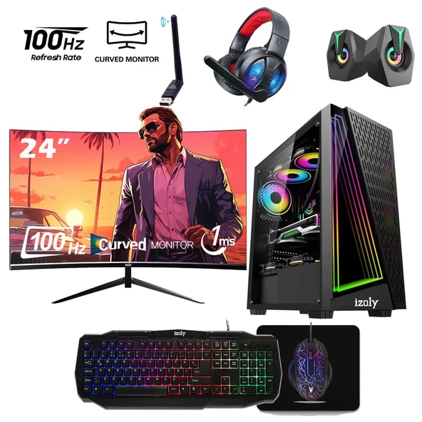 İzoly FX50 PLUS İ5-3470 16GB 512GB SATA SSD RX 550 4GB 24"100Hz Oyuncu Masaüstü Bilgisayarı