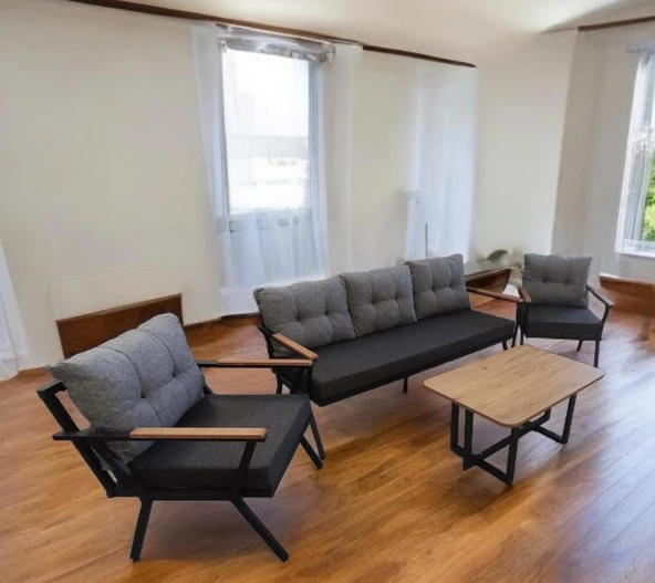 Pimango Pi Locca Bahçe Ve Balkon Mobilyası Antrasit Gri 3+1+1 Sehpalı - 2
