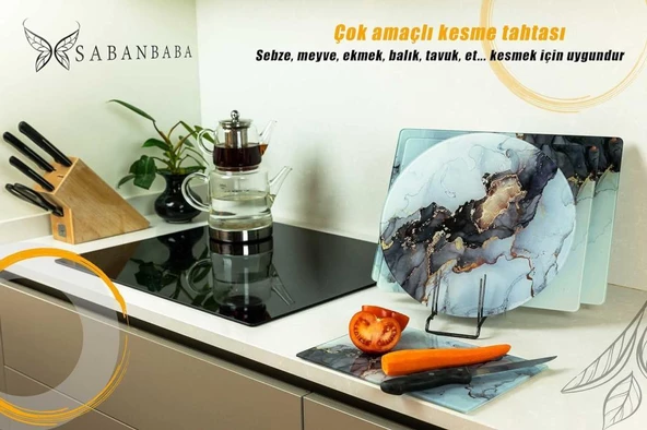 CAM KESME TAHTASI SİYAH YALDIZLI MERMER 30X40 - Resim 2