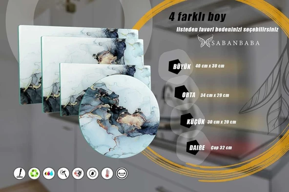 CAM KESME TAHTASI SİYAH YALDIZLI MERMER 30X40 - Resim 3