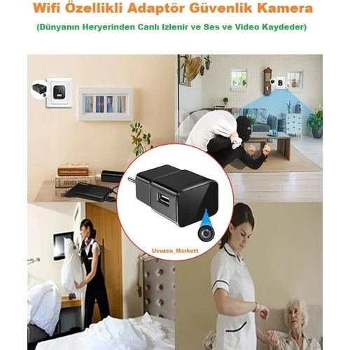 Wifi Adaptör Güvenlik Kamera (Dünyanın Her Yerinden Canlı Izlenir ve Ses ve Video Kaydeder)