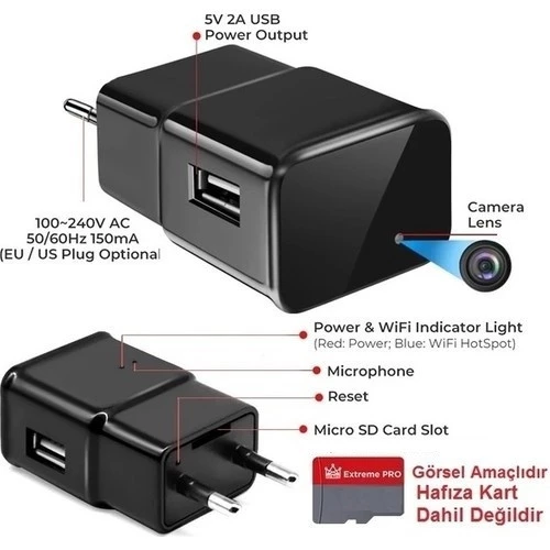 Wifi Adaptör Güvenlik Kamera (Dünyanın Her Yerinden Canlı Izlenir ve Ses ve Video Kaydeder) - 2