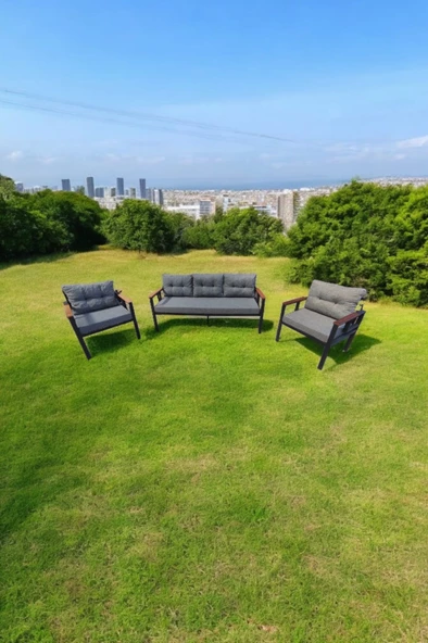 Pimango Pi Elize Bahçe Ve Balkon Mobilyası 3+1+1 Gri - 3
