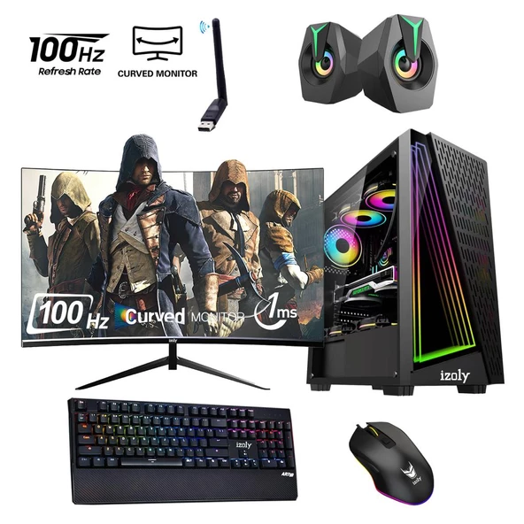 İzoly RX44 GAMER Ryzen 5 5500 16GB 512GB M.2 NVMe SSD RX 580 8GB GDDR5 24"100Hz Oyuncu Masaüstü Bilgisayarı ürün görseli 1