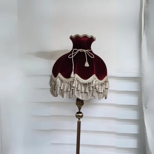 Klasik Lambader Bronz Ayak Bordo Başlık 170cm. - 2