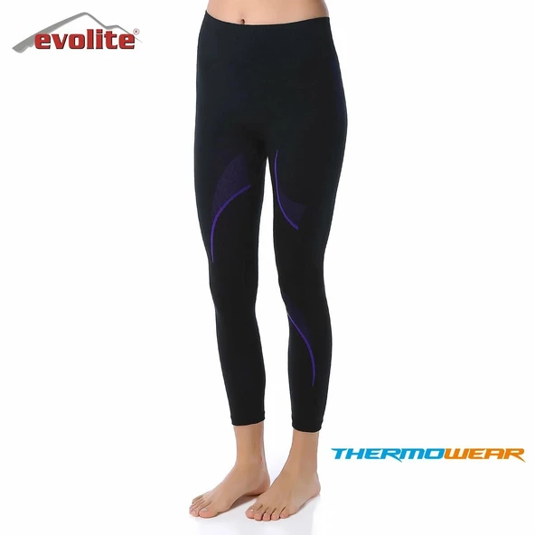 Evolite Thermowear Bayan Termal Alt İçlik S-M Siyah-Mor E-3126