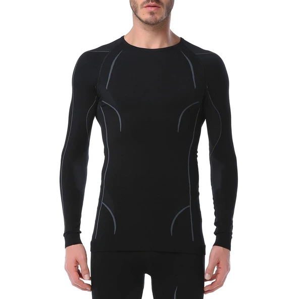 Evolite Thermowear Bay Termal Üst İçlik XL-XXL Siyah-Gri E-3025