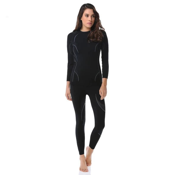 Evolite Thermowear Bayan Termal Alt İçlik S-M Siyah-Mor E-3126 - 5