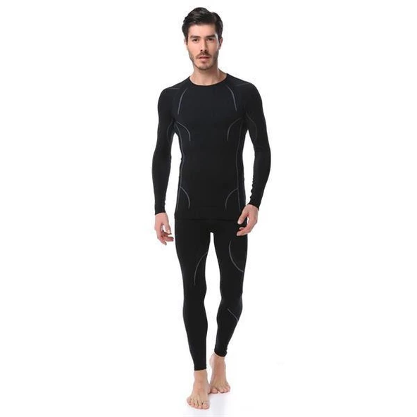 Evolite Thermowear Bay Termal Üst İçlik S-M Siyah-Gri E-3025 - 4