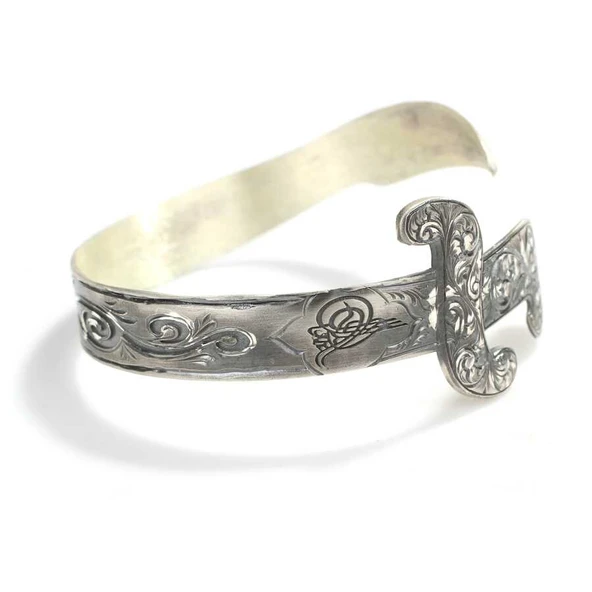 925 Ayar Gümüş İşlemeli Bilezik - Resim 2