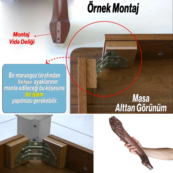 Zade Plastik Sehpa Ayağı 46 cm Ahşap Desen Renk 1 Adet Mobilya Zigon Çay Orta Sehpası Ayak Ayakları - 3