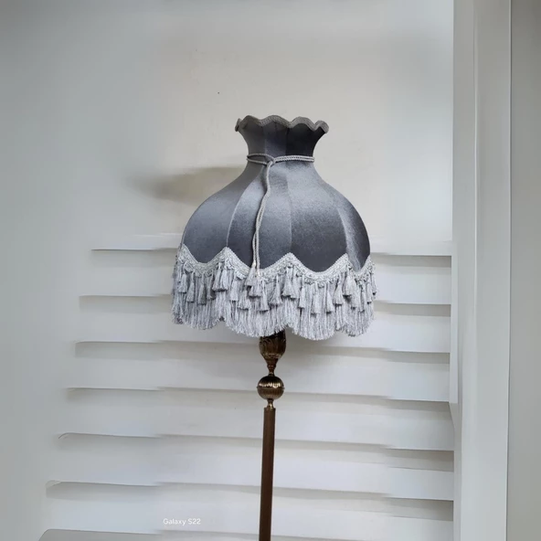 Klasik Lambader Bronz Ayak Gri Başlık 170CM. - 2