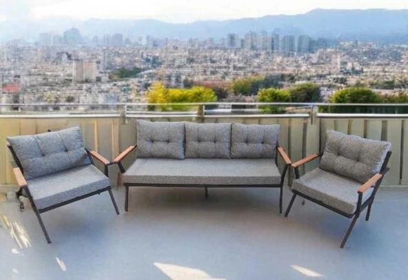 Pimango Pi Locca Bahçe Ve Balkon Mobilyası Gri 3+1+1 - 3