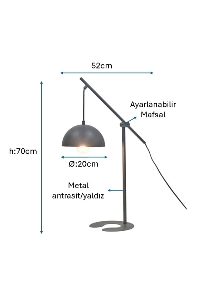 Antrasit/Gri Boyalı Masa Lambası PLC-1215-M-GR - 2
