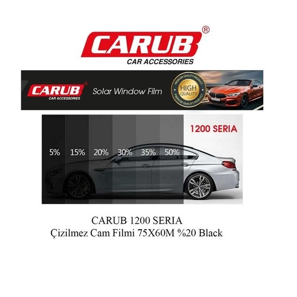 CARUB 1800 SERIA ORJ Çizilmez cam filmi 75X60M %20 Black Orta - Resim 2