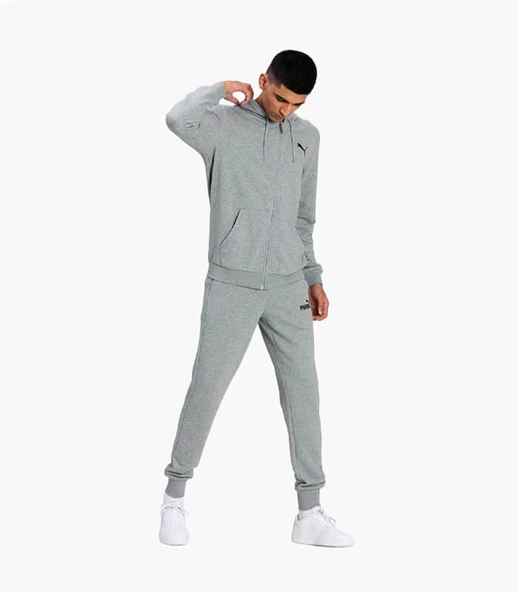 Puma Ess Small Logo Fz Hoodie Erkek Gri Kapüşonlu Fermuarlı Sweatshirt / Hırka - 586704 53 - 5