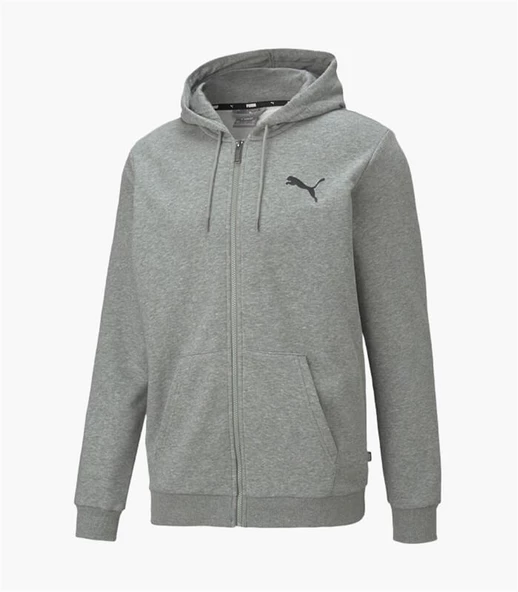 Puma Ess Small Logo Fz Hoodie Erkek Gri Kapüşonlu Fermuarlı Sweatshirt / Hırka - 586704 53 - 3